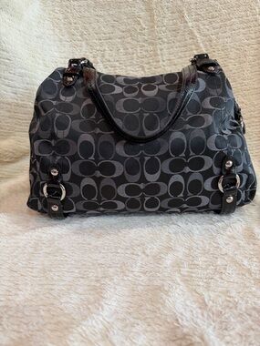 Coach Black and Gray Monogram Shoulder Bag